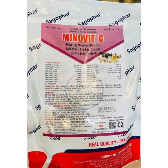 MINOVIT C - THỨC ĂN BỔ SUNG TỔNG HỢP VITAMIN , ĐIỆN GIẢI , GIẢI NHIỆT , TRỢ SỨC , TRỢ LỰC , HỖ TRỢ ĐIỀU TRỊ BỆNH