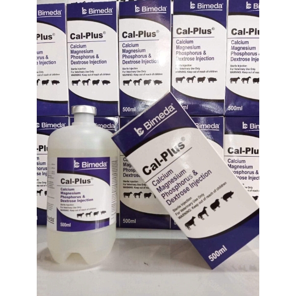 CAL PLUS - Giúp điều trị:  Sốt sữa (milk fever)  .Thiếu hụt canxi, glucose, magiê và phốt pho trên gia súc, cừu, heo và ngựa.